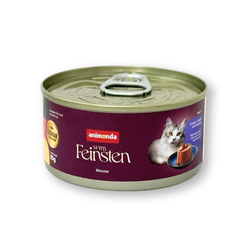 Animonda - Vom Feinsten Mousse ((Chicken + Salmon with Blueberry)) Adult Cats 85g (848763) 非凡成貓慕斯主食罐 雞肉+三文魚配藍莓 85克 (EXP: 7月/2028)